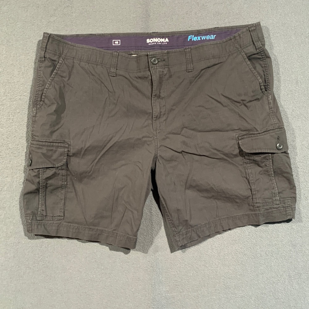 Sonoma Cargo Shorts Mens 48 Gray Flexwear Ripstop Cotton Stretch Hiking Utility